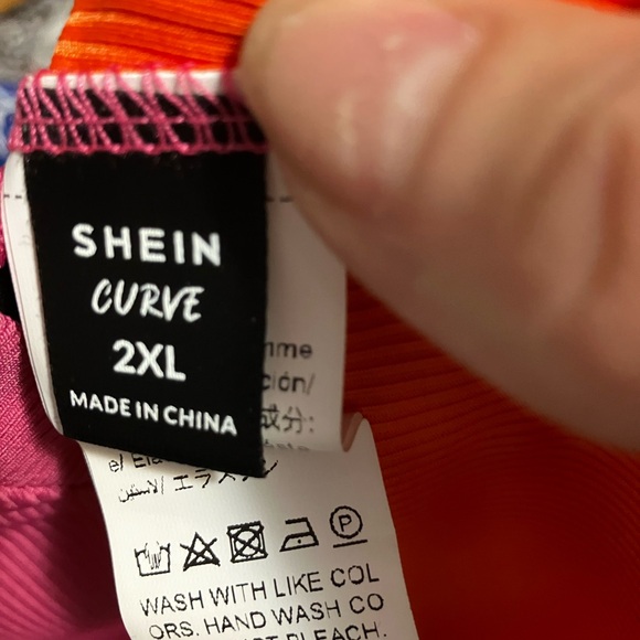 Hot pink and orange colour block dress - Picture 2 of 4